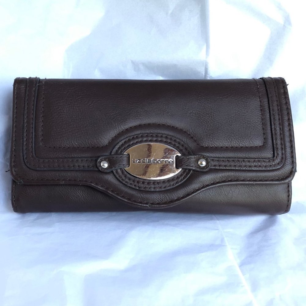 Liz Claiborne ChocolateBrown Faux Leather Wallet